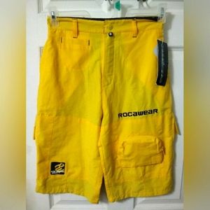 ROCAWEAR Yellow Y2K Cargo Swim Trunks Shorts Boy's (14) NWTS